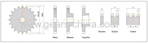 10B-3 5/8''*3/8'' DIN ISO standard 114T favourable price triplex drag chain cast iron weld on sprocket