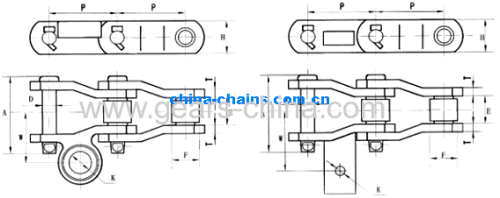 Extended pitch chain Sidebow chain Cranked link chain